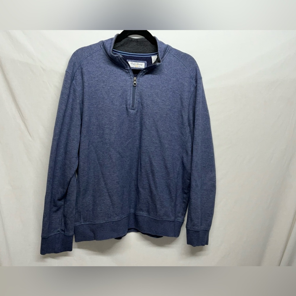 Men’s English Laundry Heathered Blue Soft Quarter-Zip Pullover Sweater, SZ Large
